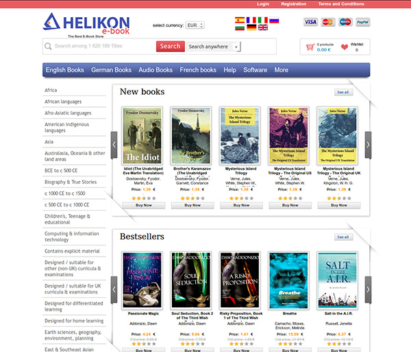Интернет книжарница за електронни книги Helikon.com